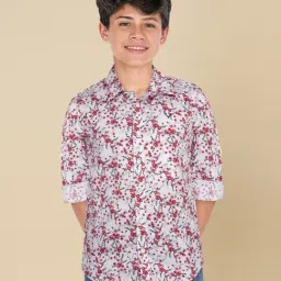Allen Solly Boys White Cotton Polyblend Printed Shirt-picture-4