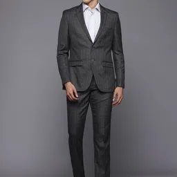 Raymond Checked Single-Breasted Slim-Fit 2-Piece Formal Suit-image-12