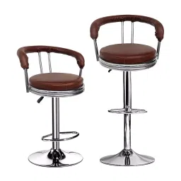 RW REST WELL RW-123 Brown Modern Chrome Adjustable Bar Stool/Revolving Chair (Set of 2 )-picture-12