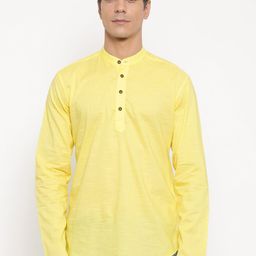 The Indian Garage Co Men Yellow Solid Straight Kurta-picture-40