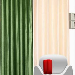 BELLA TRUE Green & Cream 2 Pieces Door Curtains-image-97