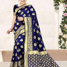 Trendmalls Ethnic Motifs Woven Design Zari Banarasi Saree-image-57