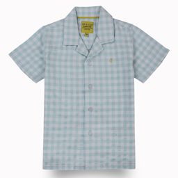 Gini and Jony Boys Standard Cuban Collar Gingham Checked Cotton Casual Shirt-image-81