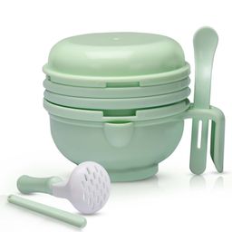 Luv Lap 9 In 1 Multifunctional Mash And Serving Bowl With Spoon And Masher - Green-0
