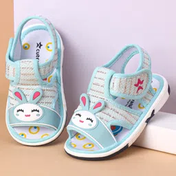 Cute Walk by Babyhug Velcro Closure Sandals Bunny Face Applique - Light Blue-picture-24