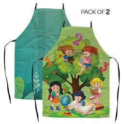 Right Gifting Satin Apron For Kids With Adjustable Waist & Centre Pocket Pack of 2- Multicolor-image-88