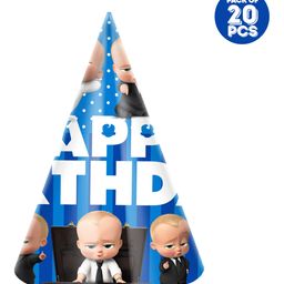 Zyozi Boss Baby Theme Birthday Party Hats Happy Birthday Cone Party Hats for Kids Blue - Pack of 20-image-15