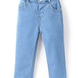 Babyhug Denim Washed Full Length  With Stretch Jeans Solid Colour   Fly With Zipper -  Light Blue-image-21