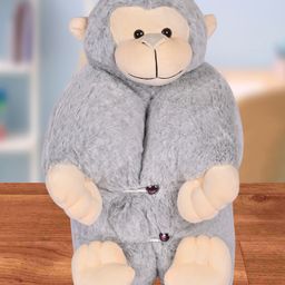Besties Premium Fur Monkey Soft Toy Cum Pillow Grey - Height 45 cm-image-98