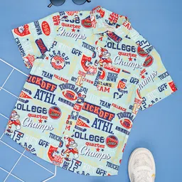 Pantaloons Junior Cotton Half Sleeves Printed Shirt - Light Green-picture-7