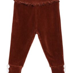 MINI KLUB Cotton Blend Self Designed Pompom Embellished Leggings - Brown-image-24