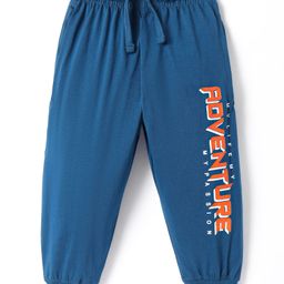 Taeko Single Jersey Knit Full Length Lounge Pant with Text Print - Royal Blue-image-72