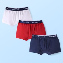 Pine Kids Cotton Knit Solid Trunks with Logo Embroidery Pack of 3 (Colour May Vary)-image-37