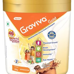 Groviva Gold Milk Protein Powder Chocolate Jar With 46 Nutrients including Growth & Digestive Nutrients - 200g-image-94