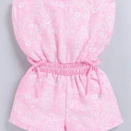 Snuggly MONKEY Poplin Sleeveless Floral Printed & Bow Applique Detailed Jumpsuit - Baby Pink-picture-43