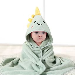 Zikku Dinosaur Hood Designed Super Soft Baby Towel - Green-image-61