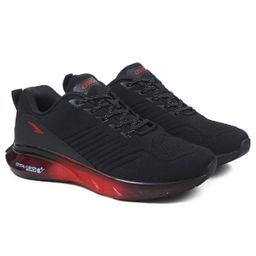 asian Mesh Detailed & Ombre With Lace Up Running Shoes - Black & Red-image-76
