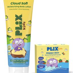 PLIX Cloud Soft Moisturizing Body Lotion + Happy Skin Moisturizing Bathing Bar | Gentle hydration & cleansing | For kids 2 years & above-14