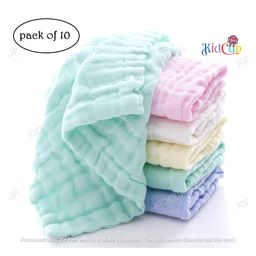 Kidcup baby napkin Plain Color Square Scarf (pack of 10) (Color May Vary)-picture-1