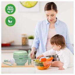 Luv Lap 9 In 1 Multifunctional Mash And Serving Bowl With Spoon And Masher - Green image 2