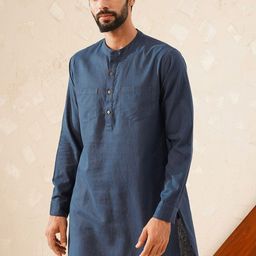 JAYPORE Mandarin Collar Cotton Straight Kurta-image-61