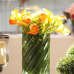 Pure Home and Living Green Swirl Textured Straight Glass Vase-image-59