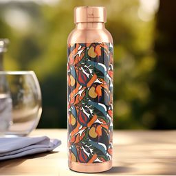 The Better Home Copper-Toned & Black Abstract Printed Copper Water Bottle-950 ml-23