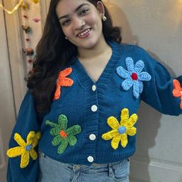Velvery Women Floral Cardigan with Applique Detail-image-17