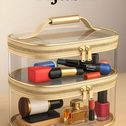 Ajabh Gold-Toned Set of 1 Water Resistant Makeup Organiser Organisers-24