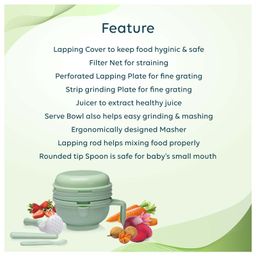 Luv Lap 9 In 1 Multifunctional Mash And Serving Bowl With Spoon And Masher - Green image 4