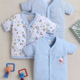 BUMZEE Infant Girls Pack Of 3 Printed Cotton Jhabla Vests Peb10537-28