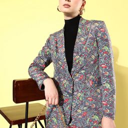 QUIERO Printed Pure Silk Blazer with Shorts-picture-49