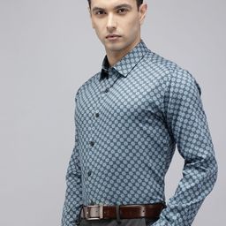 Van Heusen Pure Cotton Slim Fit Ethnic Motifs Printed Formal Shirt-picture-22