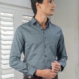Turtle Grey Cotton Regular Fit Printed Shirt-picture-42