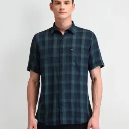 Arrow Sport Navy Regular Fit Checks Shirt-image-101