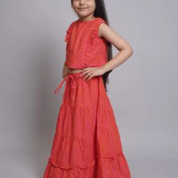 Biglilpeople Girls White Cotton Printed Lehenga Choli-image-104