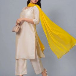 Stylum Mustard Plain Dupatta image 4