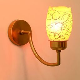 SOMIL Yellow & White Printed Glass Cylinder Shaped Wall Lamp-image-58