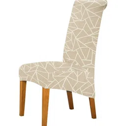 HOKIPO Beige Printed 140 GSM High Back Dining Chair Covers-image-82