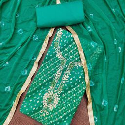 MANVAA Bandhani Printed Beads & Stones Unstitched Dress Material-picture-17
