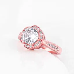GIVA 925 Silver Rose Gold Floral Shine Ring for Women & Girls-image-5