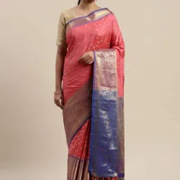 Vastranand Pink Woven Saree With Unstitched Blouse-image-15