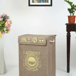 HOSTA HOMES Beige Jute Foldable Laundry Basket - Set of 1-image-41