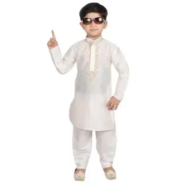 SG Yuvraj Kids White Embroidered Kurta with Pyjama-image-27