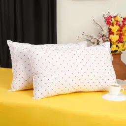HOSTA HOMES Red & White Cotton 240 TC 'Vaccum Packed' Pillow Covers - Set of 2-image-30