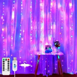 XERGY Window Curtain 300 LED 8 Lighting Modes Fairy Lights with Remote Control (Multicolor)-image-98