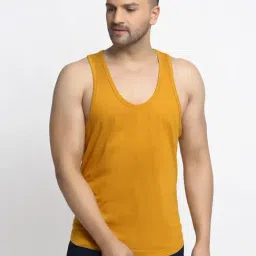 Friskers Mustard Cotton Slim Fit Vest-picture-2