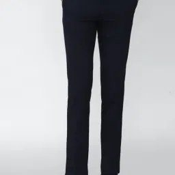Van Heusen Navy Slim Fit Self Pattern Trousers-image-92