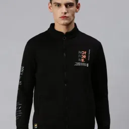 SHOWOFF Black Cotton Slim Fit Printed Jackets-image-72