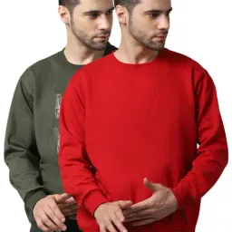 Vimal Jonney Red & Green Regular Fit Printed Sweatshirts - Pack of 2-image-29